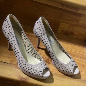Jimmy Choo Blush Perforated Peep-Toe Pumps